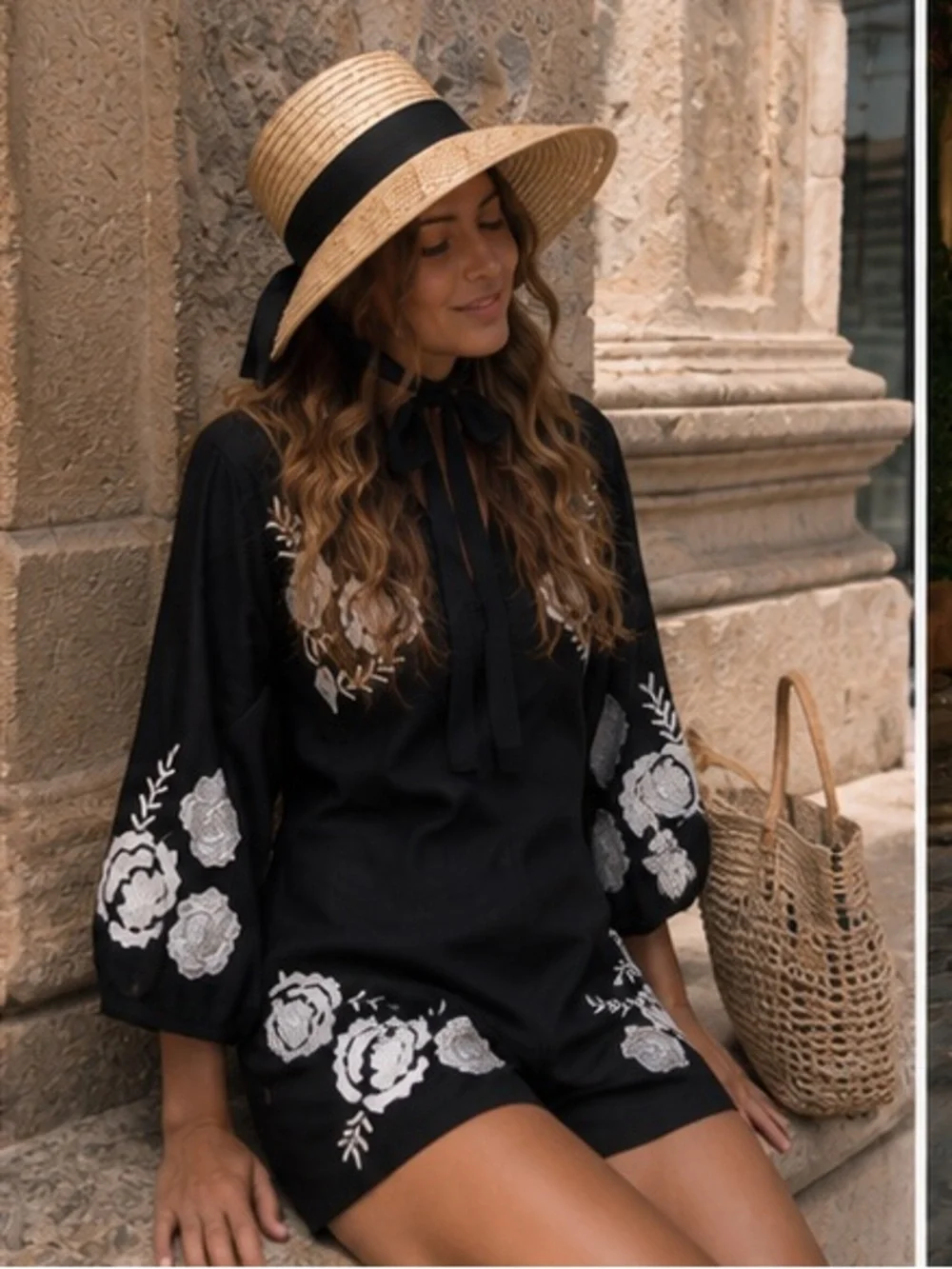 Zara embroidery linen blend jumpsuits bloggers fav